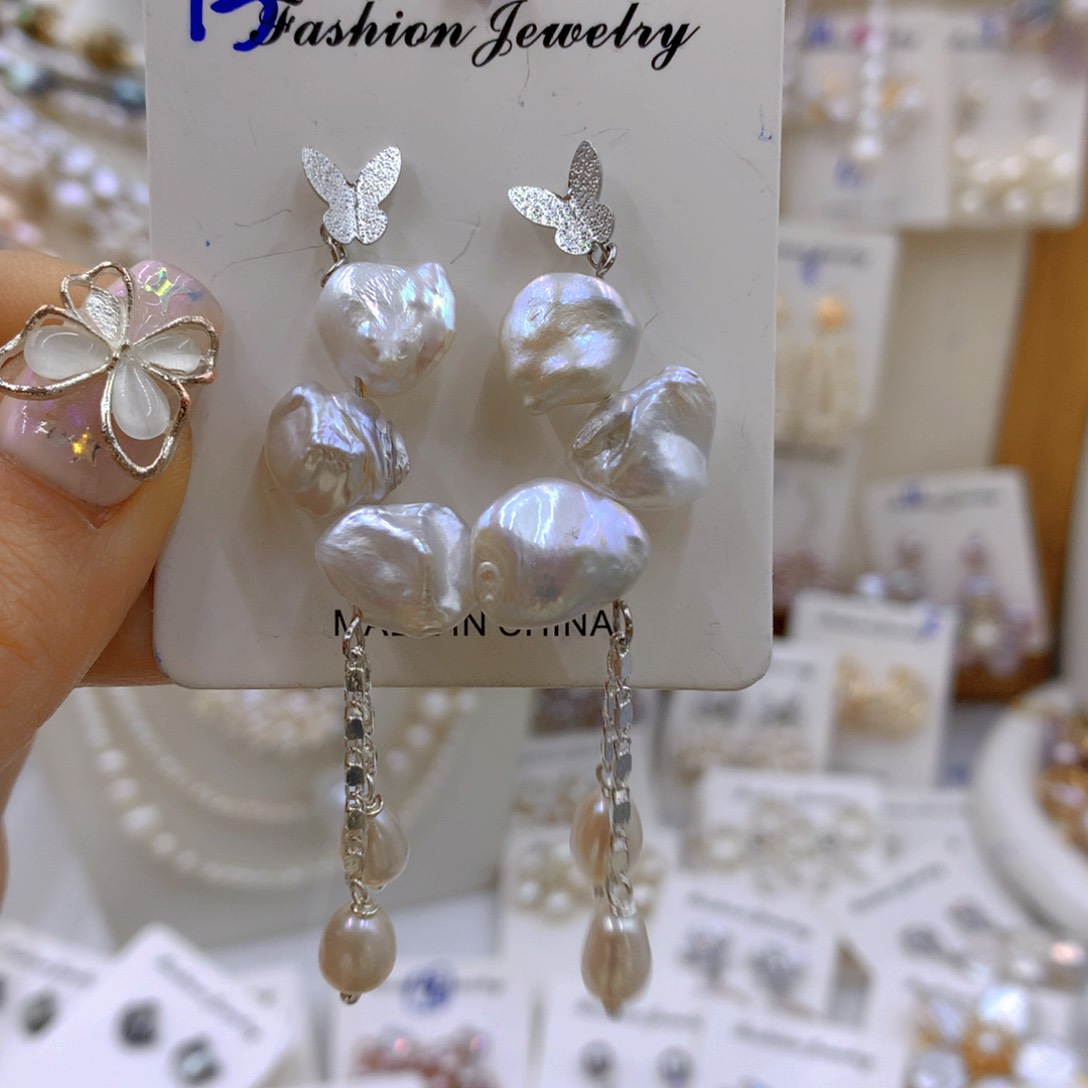 淡水珍珠耳饰合金