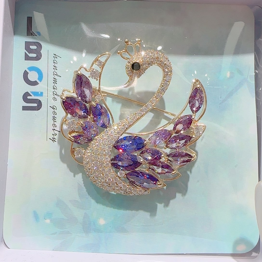 锆石铜合金925银胸针