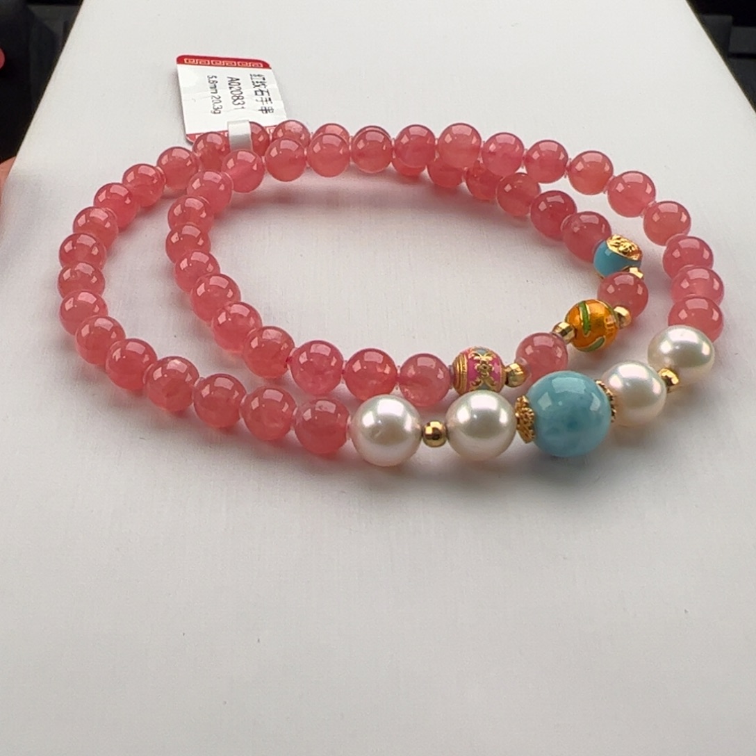 未镶嵌菱锰矿（红纹石）手串