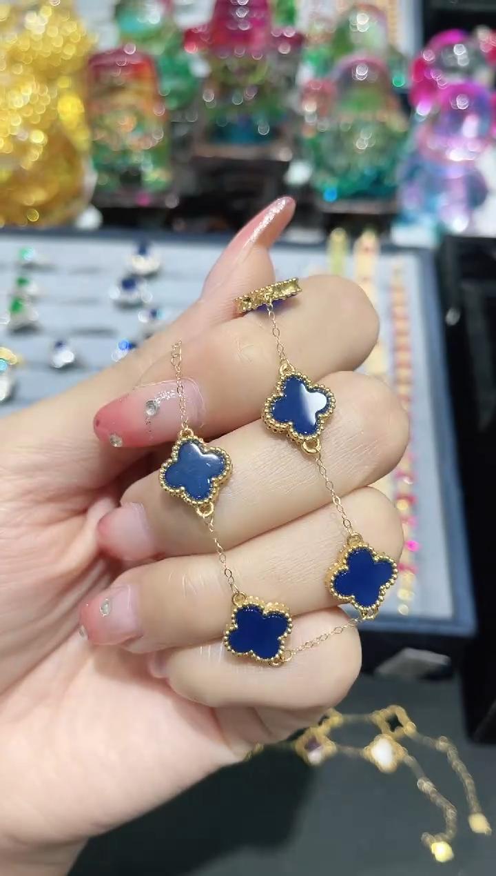 18K金镶嵌玛瑙/玉髓手链