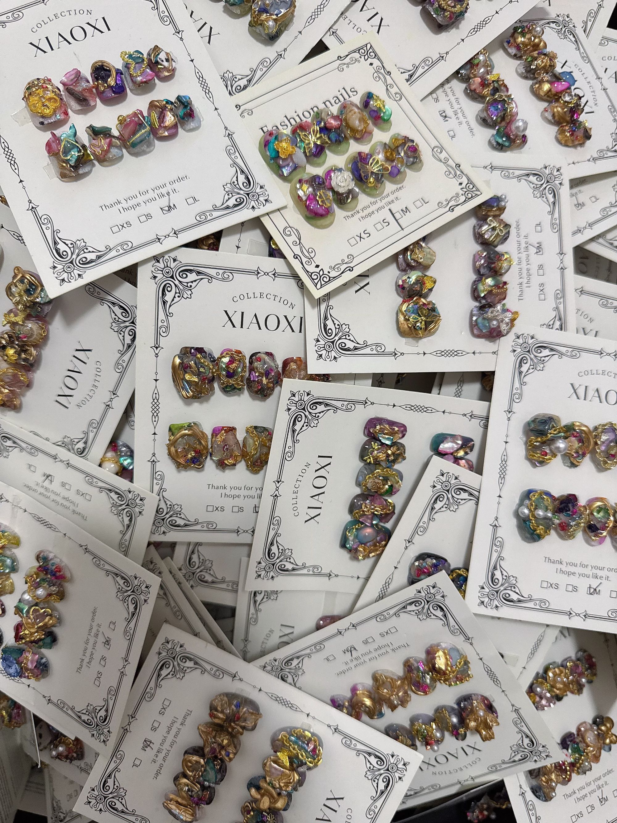 纯手工巴洛克老钱风奢华感满钻爆闪秋冬穿戴甲