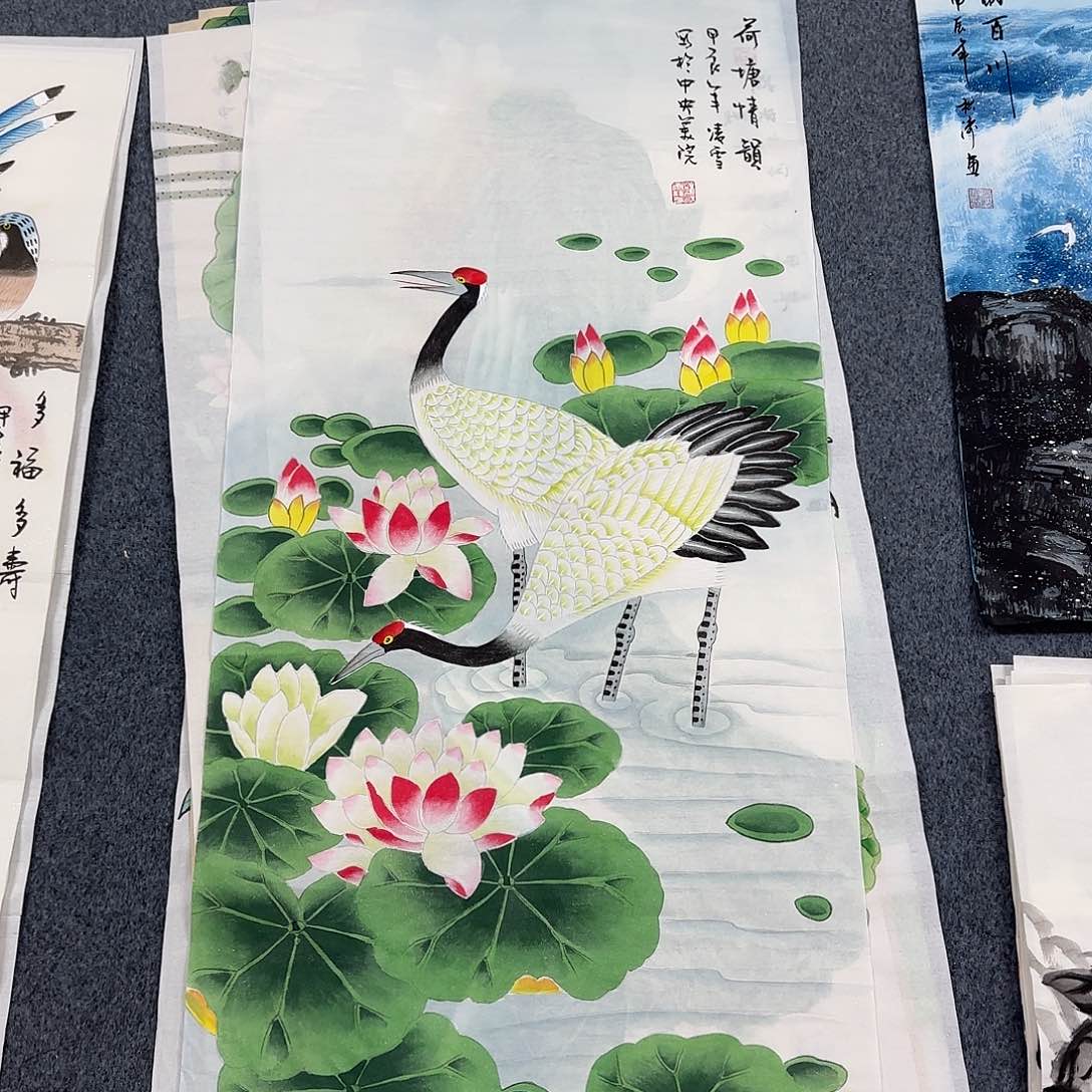 国画尺寸50X100手绘作品 