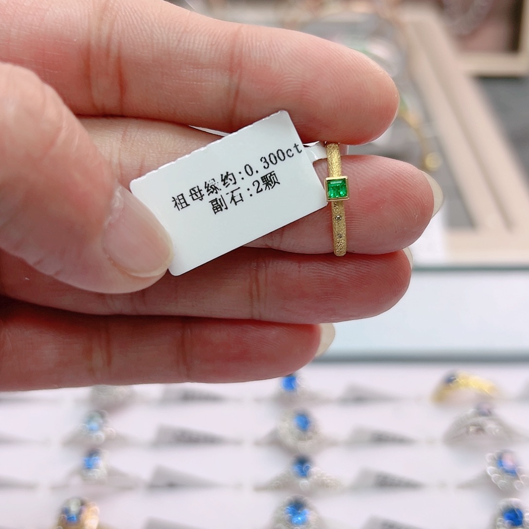 祖母绿戒指银S925镶嵌