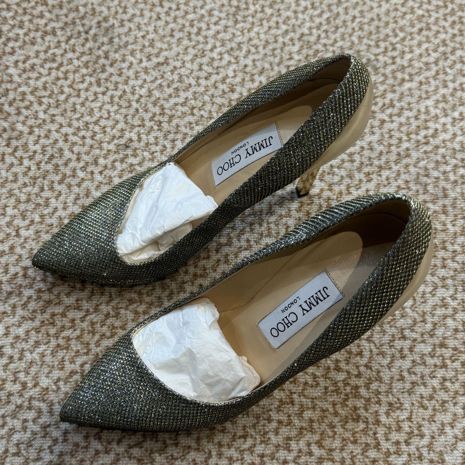 JIMMY CHOO/吉米周闪光 面料来自星星的你 高跟 35.5码/2576