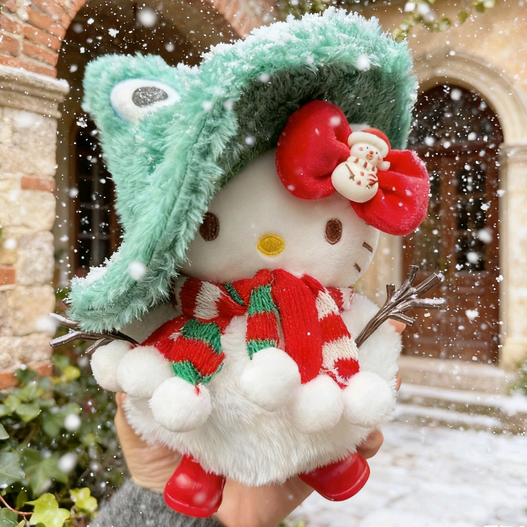 【圣诞限定款】正版雪人Kitty公仔包包钥匙扣KT玩偶挂件生日礼物