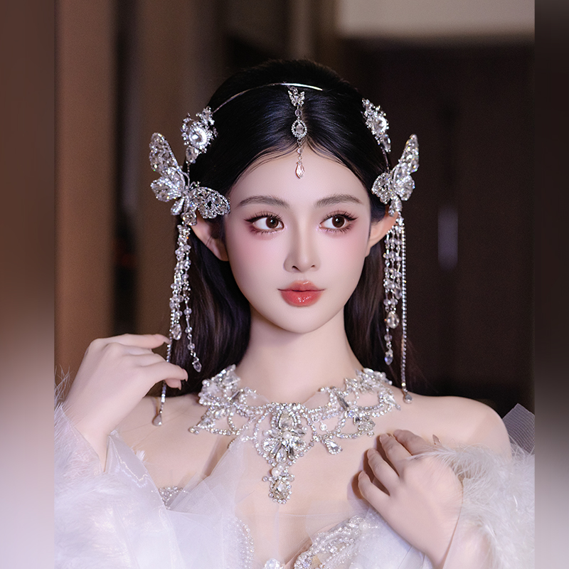 合金婚庆饰品 新娘头饰流苏发箍眉心坠蝴蝶高级感礼服发饰MT2539