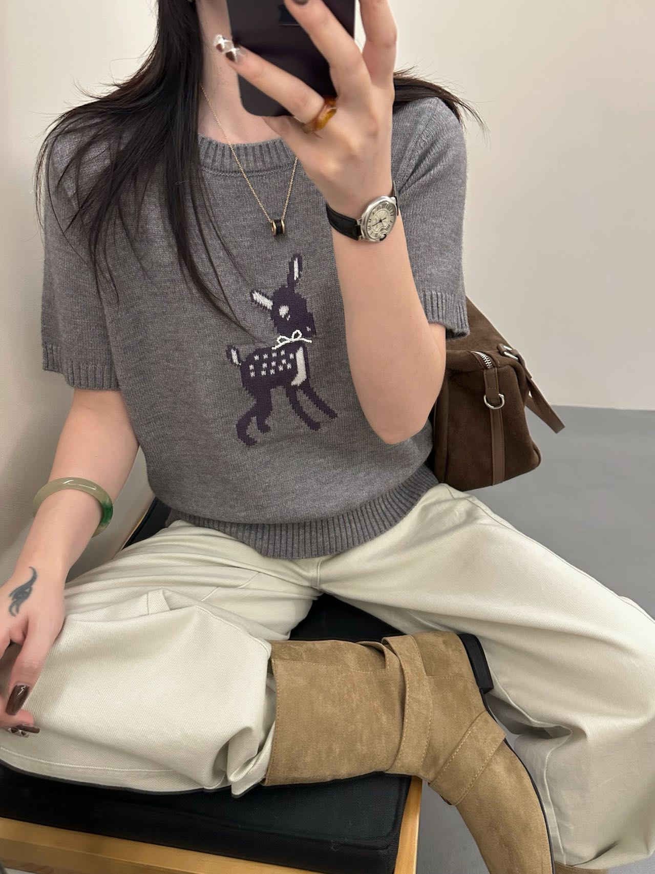 【天丝细羊毛】山本风秋季女常规慵懒风毛针织衫圆领辣妹风~