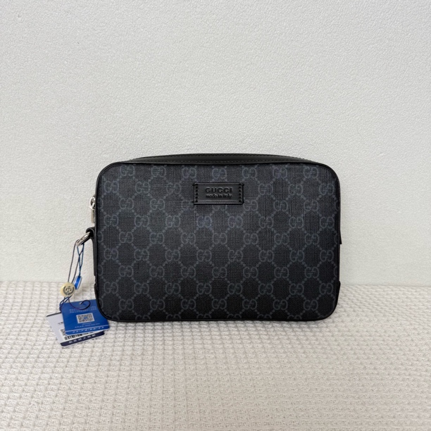 99新 GUCCI/古驰  6214/男士百搭经典黑老花相机手拿包