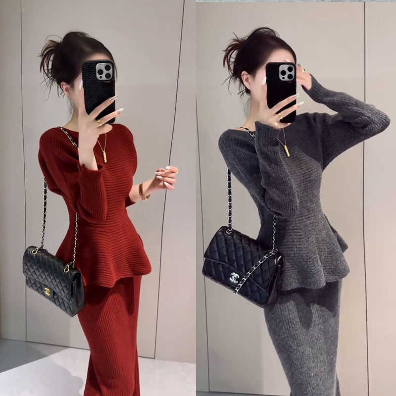 秋冬时尚一整套女装2025新款洋气气质收腰毛衣针织半身裙两件套