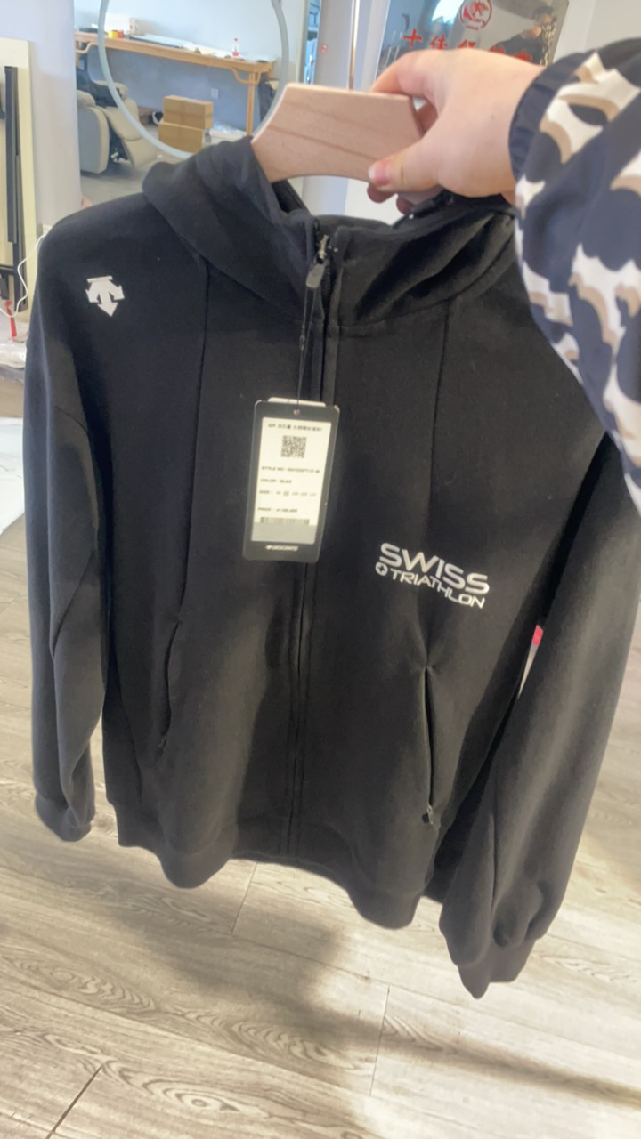 黑色冬季IFT12拉链连帽卫衣