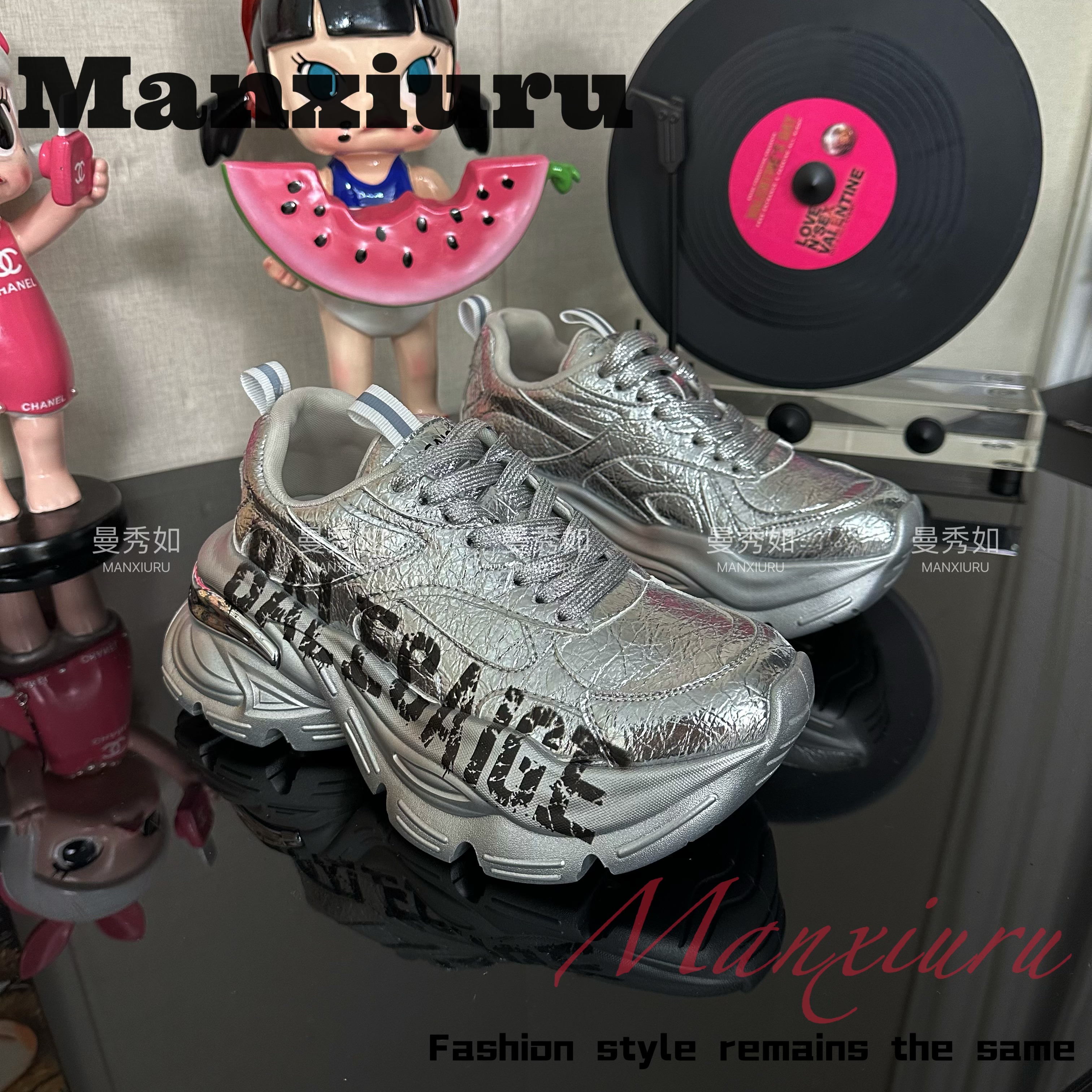 【曼曼】‘’月光女神‘’25原创涂鸦老爹鞋透气厚底ins系带时尚休闲鞋Ⅱ