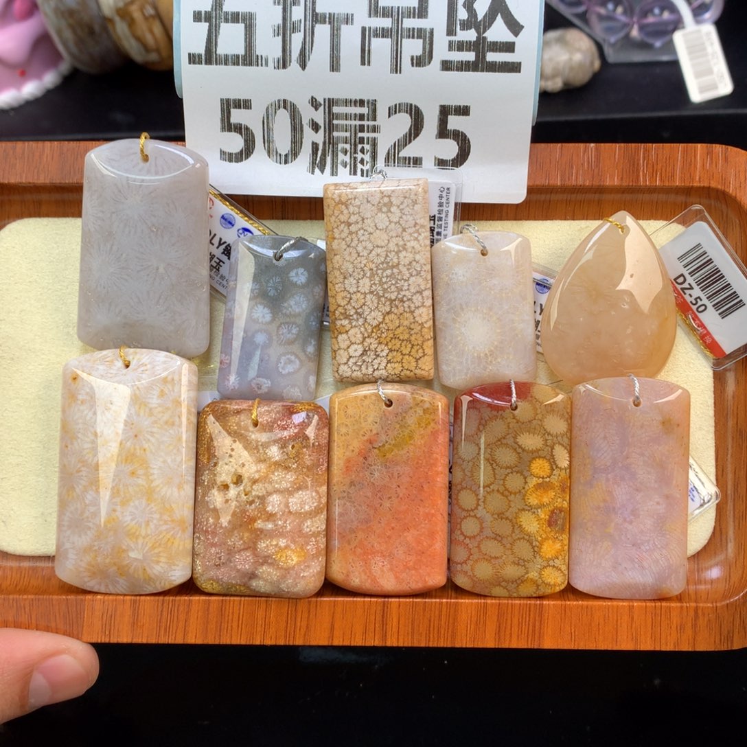 硅化珊瑚（珊瑚玉）未镶嵌颈饰153号单价25一颗可挑选