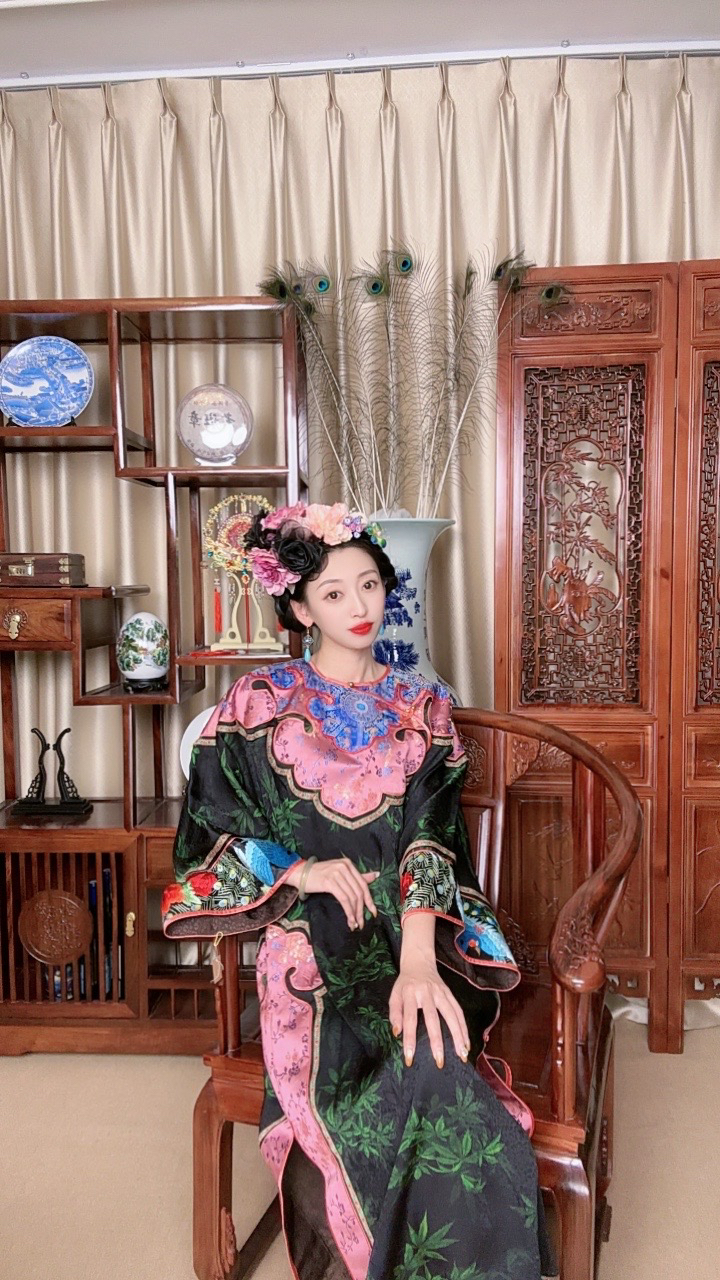花田囍柿双叠如意夏天香云纱长袍手工刺绣清宫复刻单层No退No换