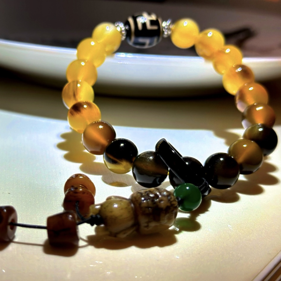 非金属珐琅手链 黑驴蹄子花蜜半山半水手串手持礼物送女友送老婆 