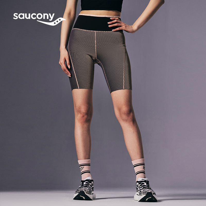 Saucony索康尼NATHAN BELL女子跑步运动健身裤四分通勤紧身短裤