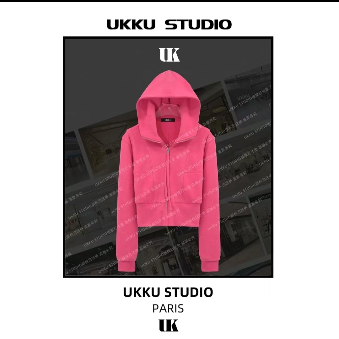 玟【UKKUSTUDIO】 网红洋气修身百搭气质显白重磅连帽卫衣512967