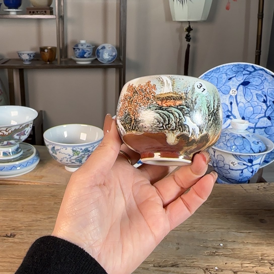 杯景德镇陶瓷柴烧多人