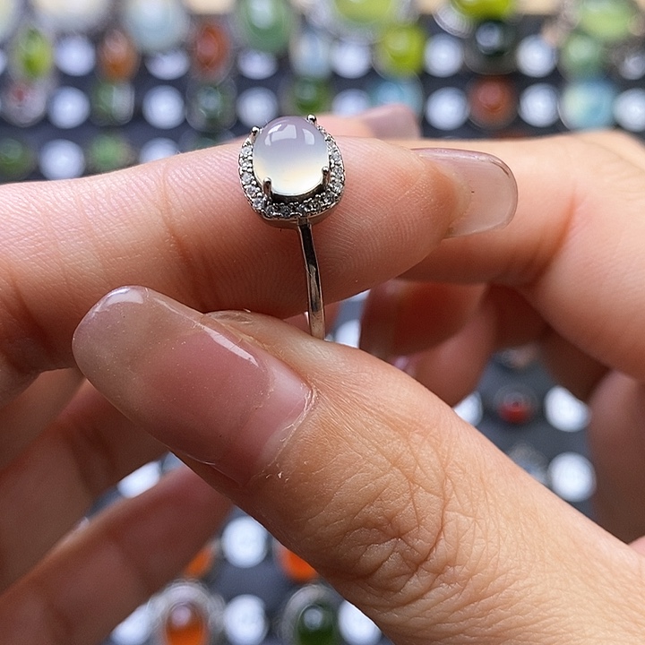 岫玉戒指银S925镶嵌戒指