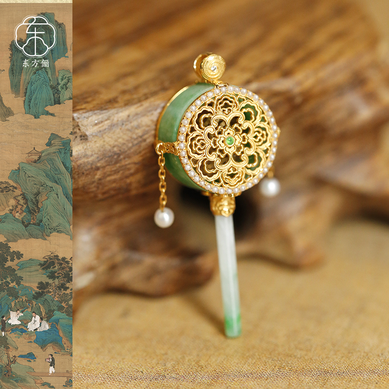 东方俪DOFUNLY【鼓浪吟】翡翠拨浪鼓18K金气质吊坠FCDZ浮岚