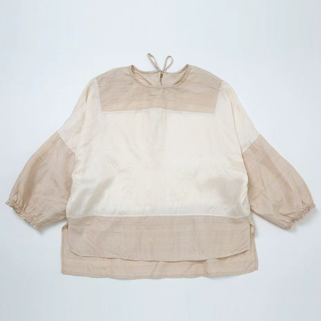 西子分享 25S0251 垒土 柞丝拼接九分袖【套头衫】