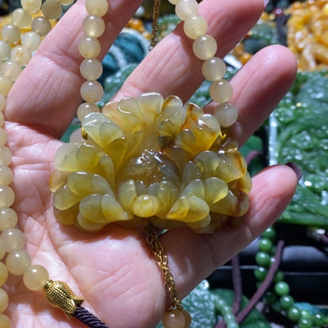 【闪购商品】蛇纹石玉毛衣链未镶嵌