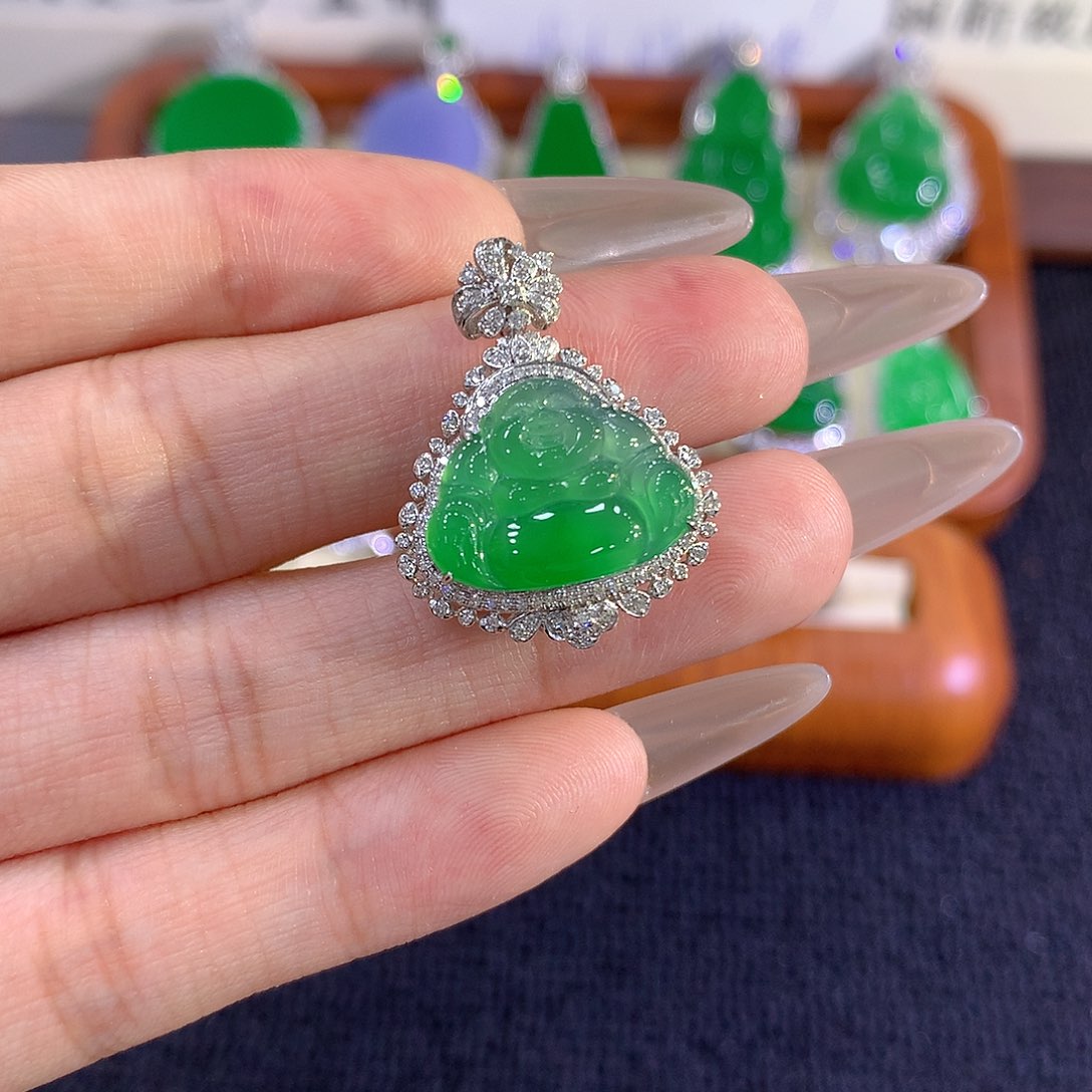 【闪购商品】翡翠18K金镶嵌吊坠(不含链)佛公