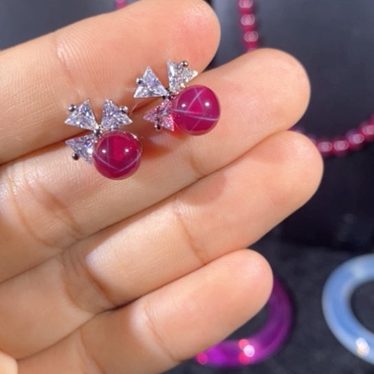 红宝石戒指银S925镶嵌