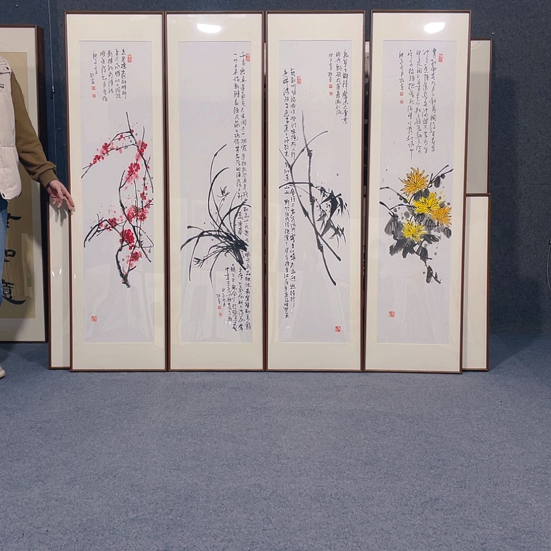 国画手绘画作品带框