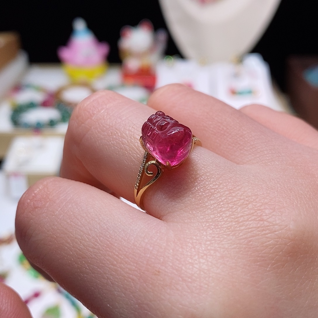 碧玺碧玺戒指18K金镶嵌