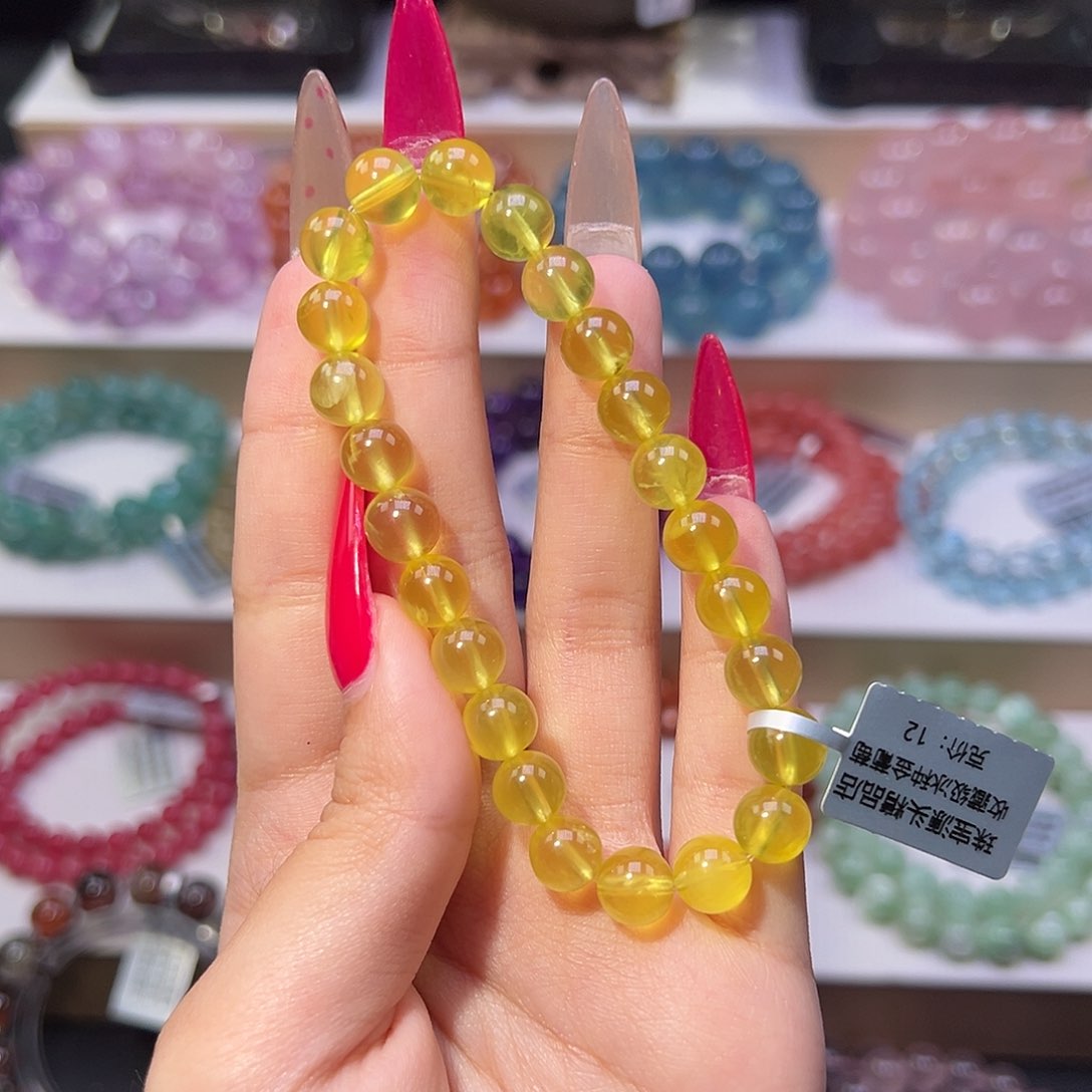 葡萄石未镶嵌手串收藏级冰种金葡萄8mm