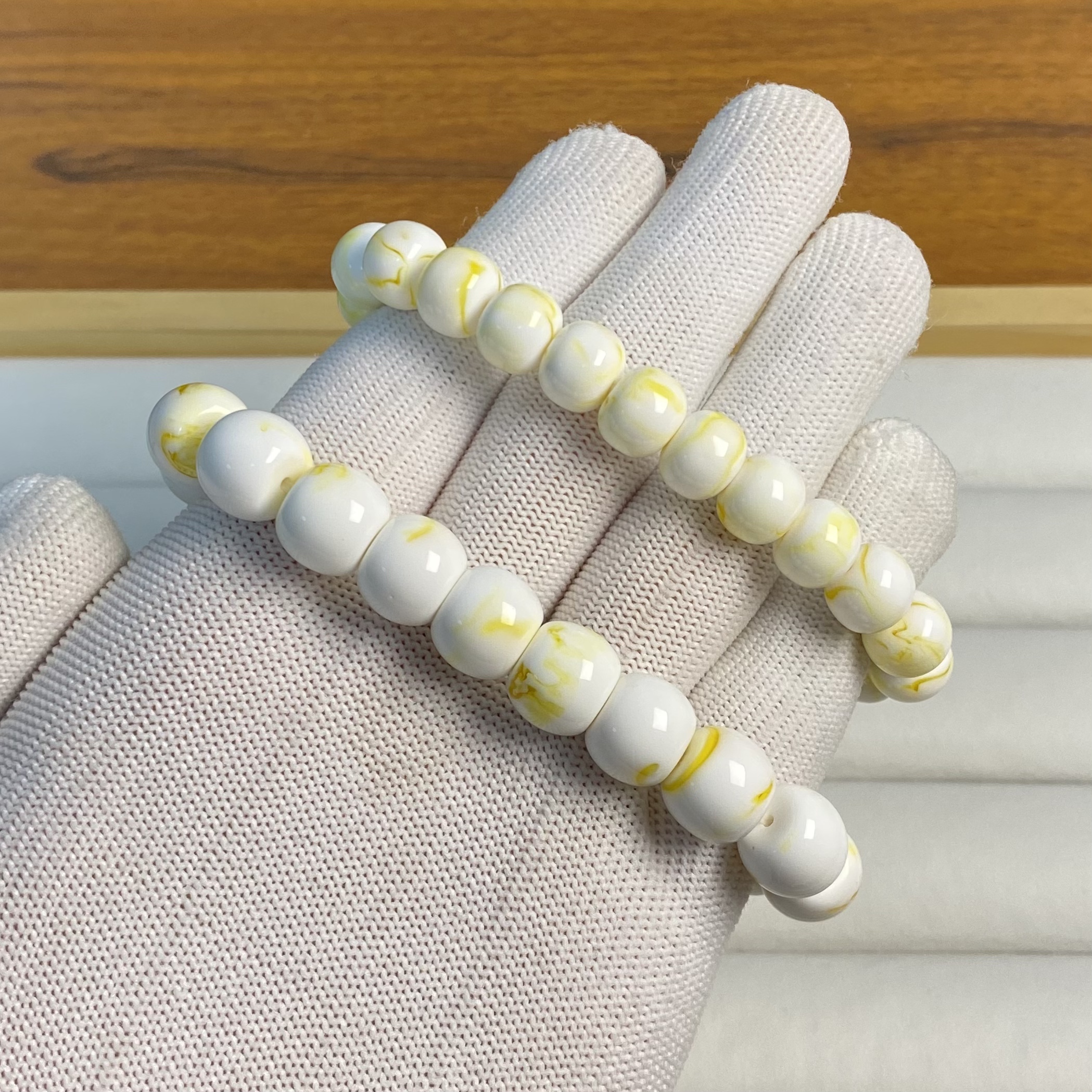 【二代精选】骨瓷白妖花老型珠DIY手串手链