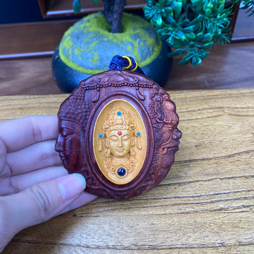 祥瑞黄杨木手把件佛魔牌