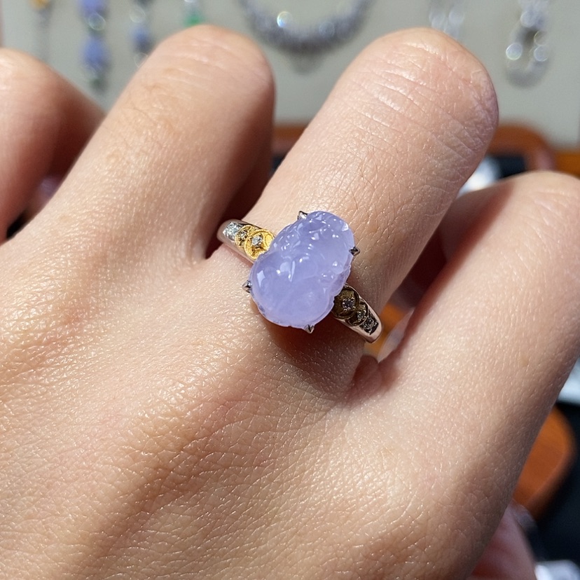 【闪购商品】翡翠戒指18K金镶嵌貔貅戒指