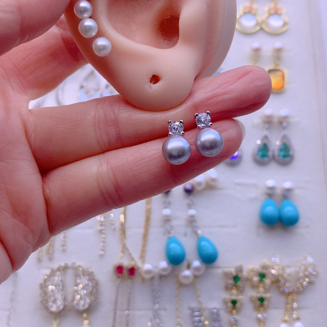 淡水珍珠合金耳饰