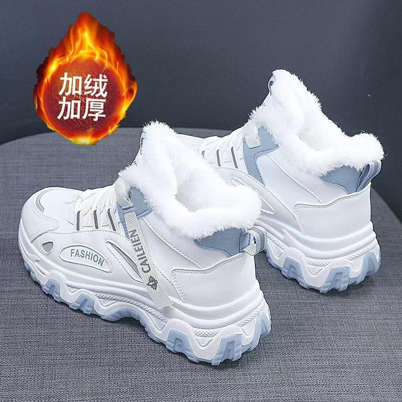 高帮老爹鞋女2025冬季季新款加绒加厚保暖休闲厚底增高运动鞋棉鞋