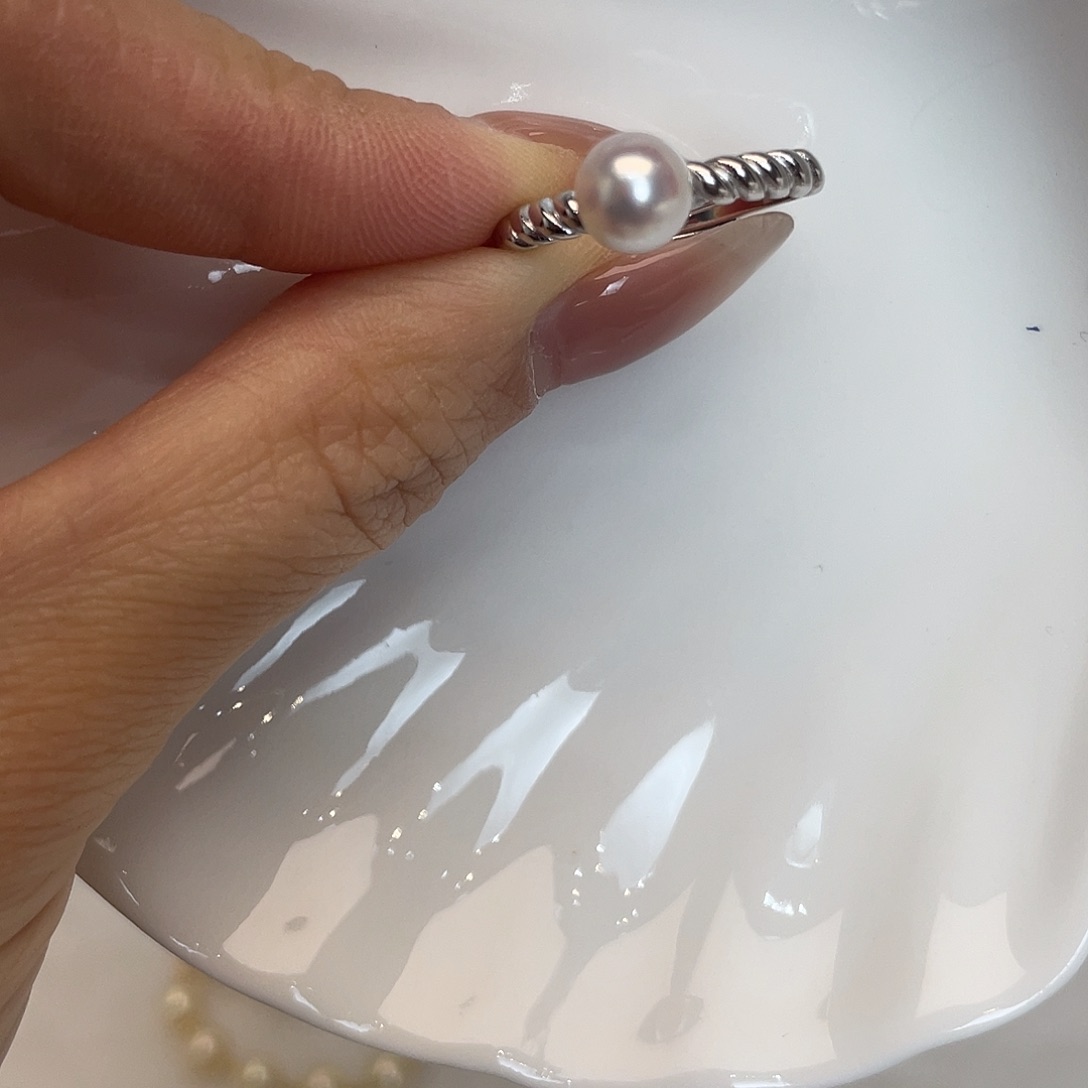 银S925镶嵌海水珍珠戒指