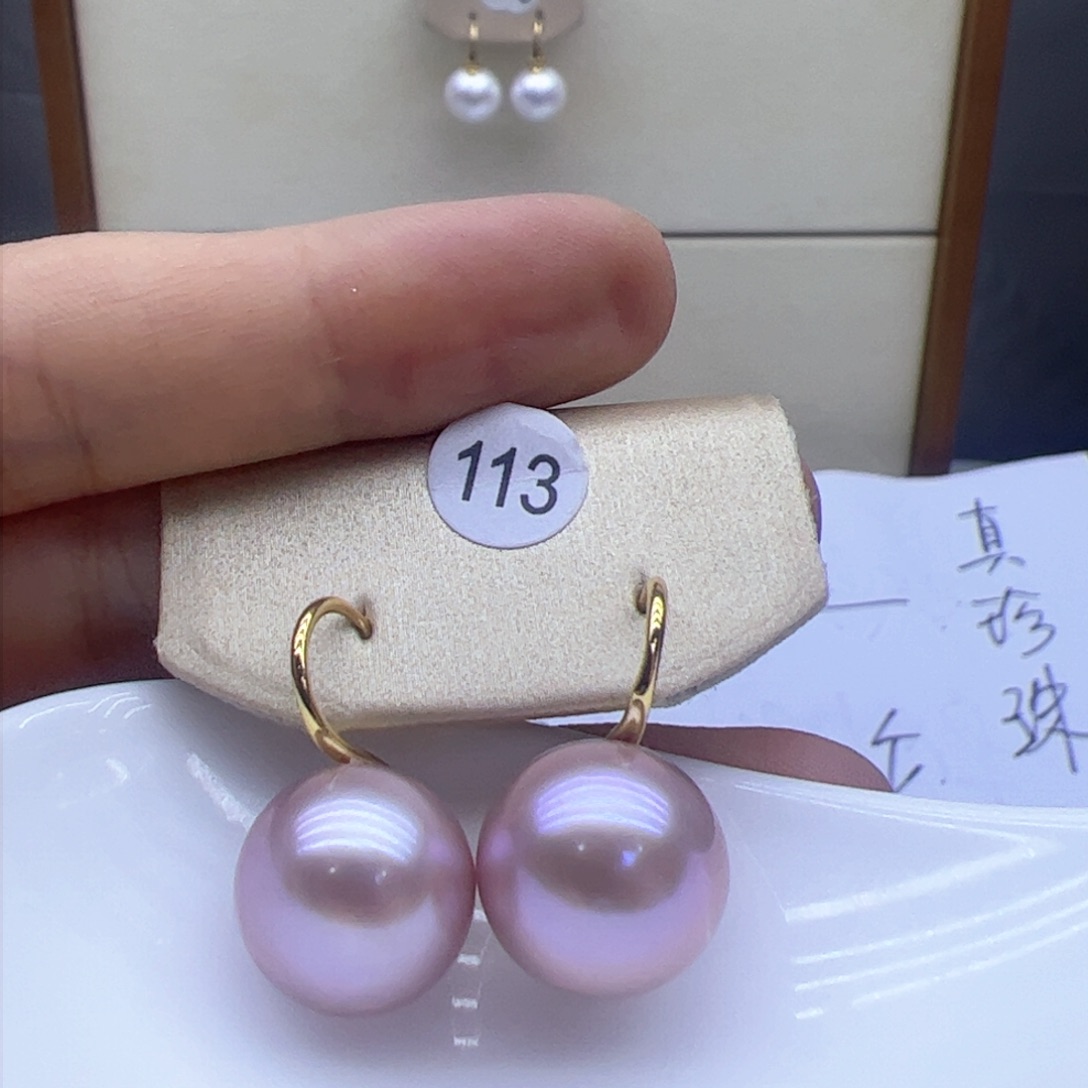 淡水珍珠耳饰银S925镶嵌