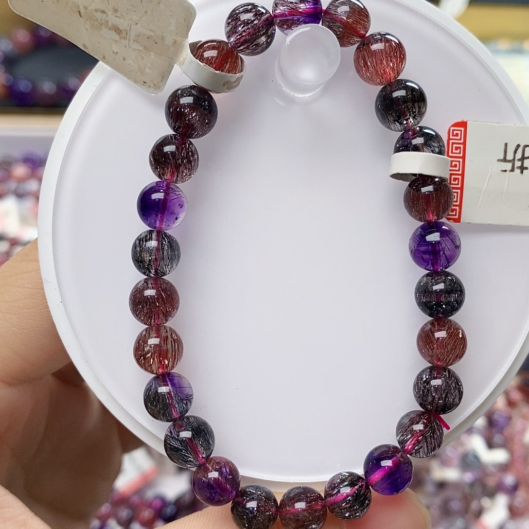 未镶嵌手链水晶7.6黑加仑超七K141