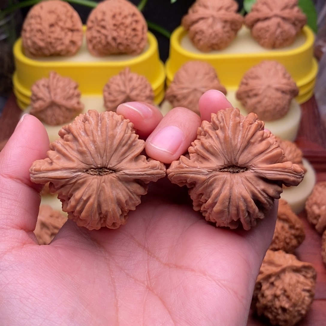 把件文玩核桃43老树红皮四座楼“大漏”