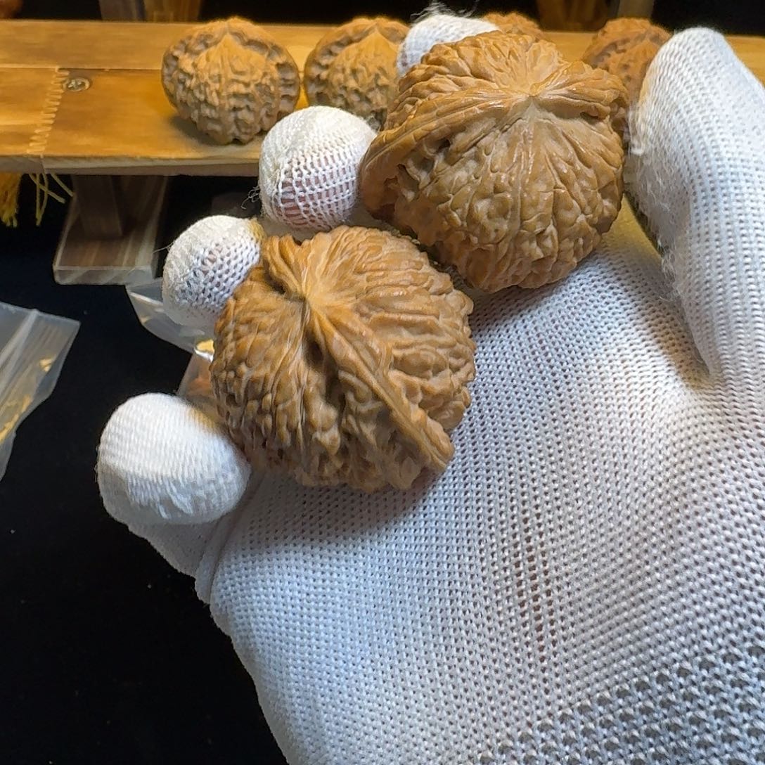 母***。文玩核桃把件白皮狮子