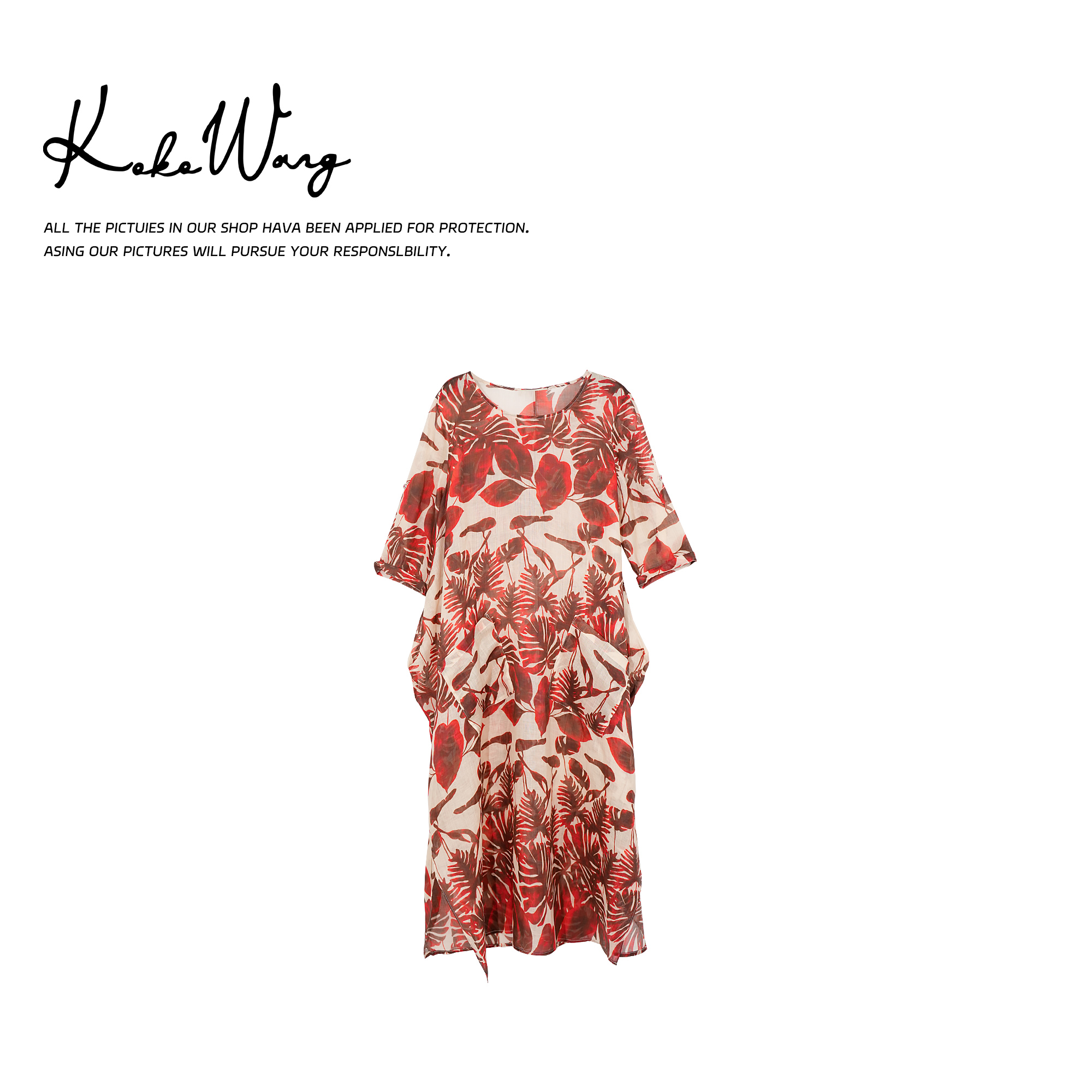 KOKOWANG 法式复古花气质减龄时尚遮肉百搭连衣裙475775B27Q42