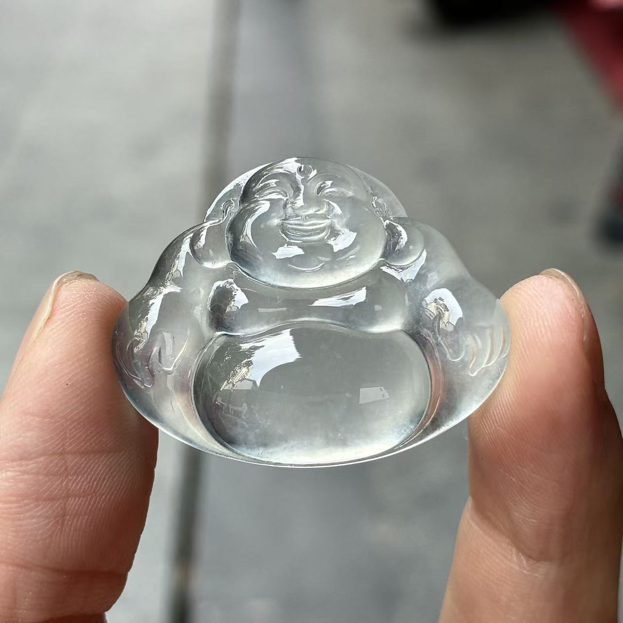 天然a货缅甸翡翠自然光25.6/32.5/4.7，玻璃种佛公吊坠，种好起光