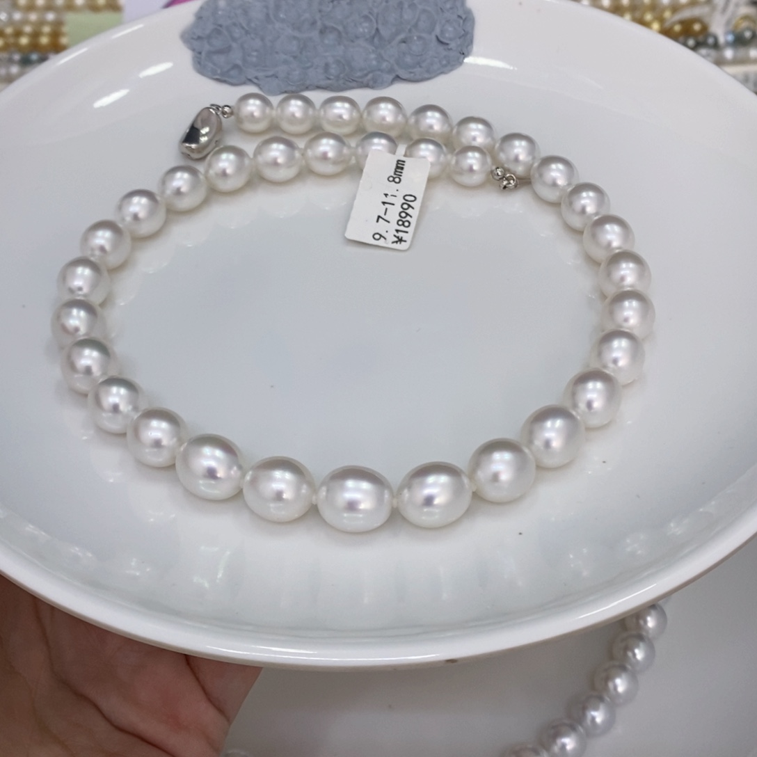 颈饰未镶嵌海水珍珠张****?澳白项链9.7-11.8mm忙
