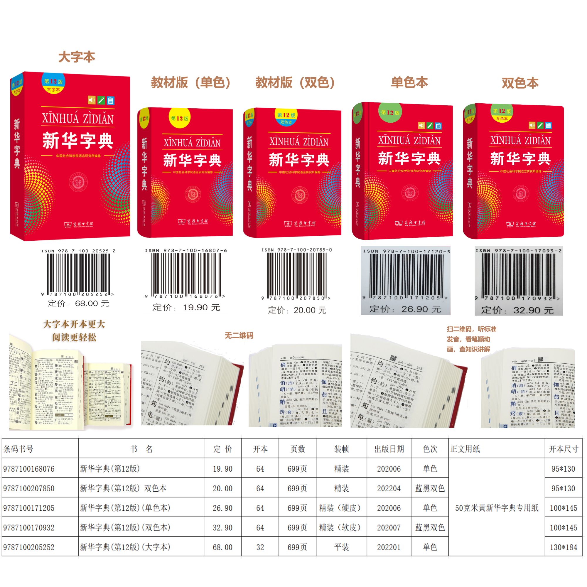 商务印书馆 新华字典·第12版（5种版本全）