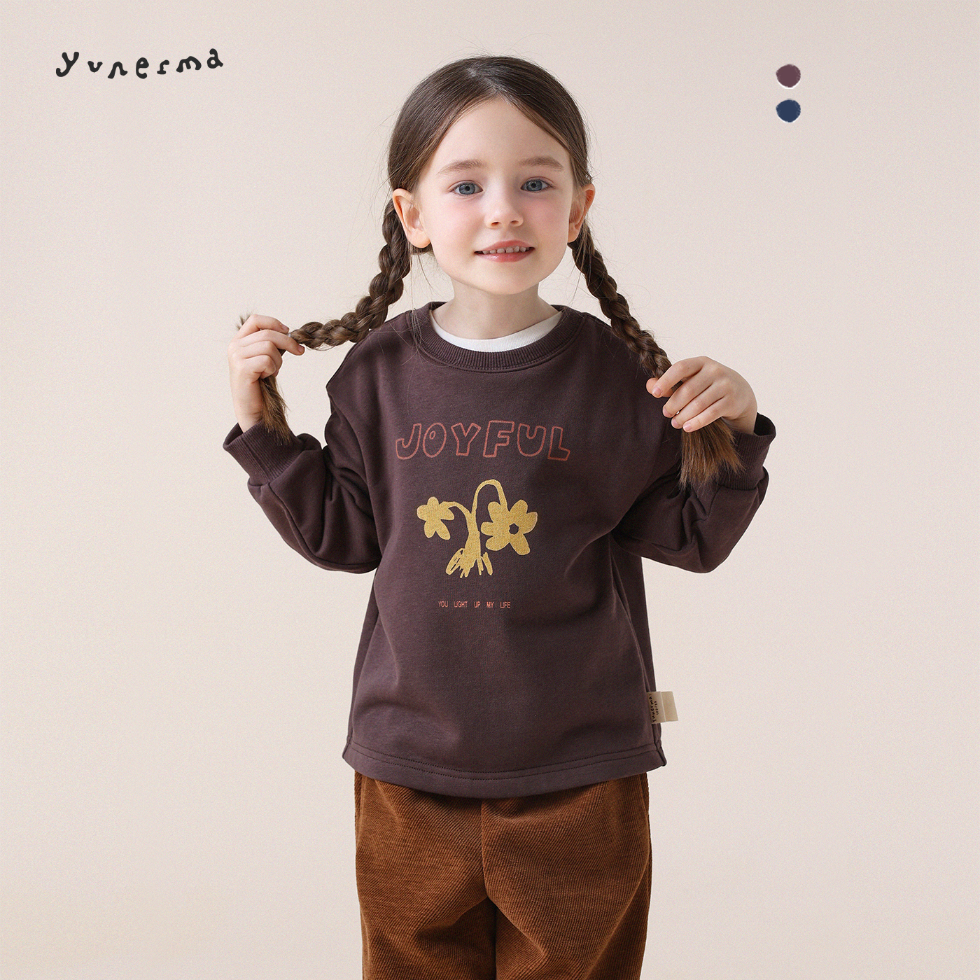 允儿妈女童秋冬简约百搭卡通字母印花卫衣宝宝时尚套头衫儿童上衣