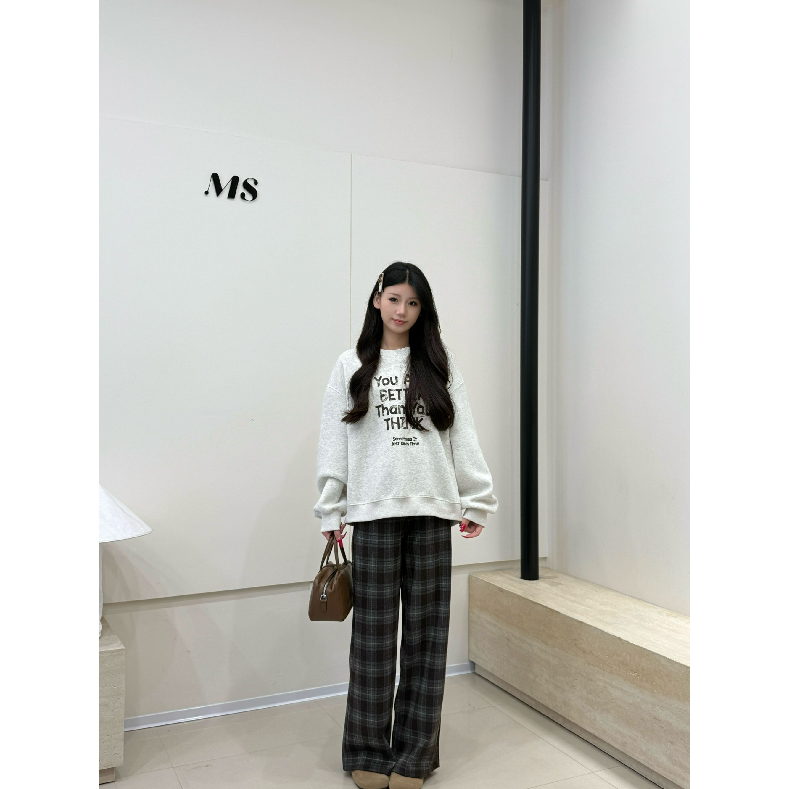 韩系字母加绒加厚长袖卫衣百搭宽松上衣2025冬新款