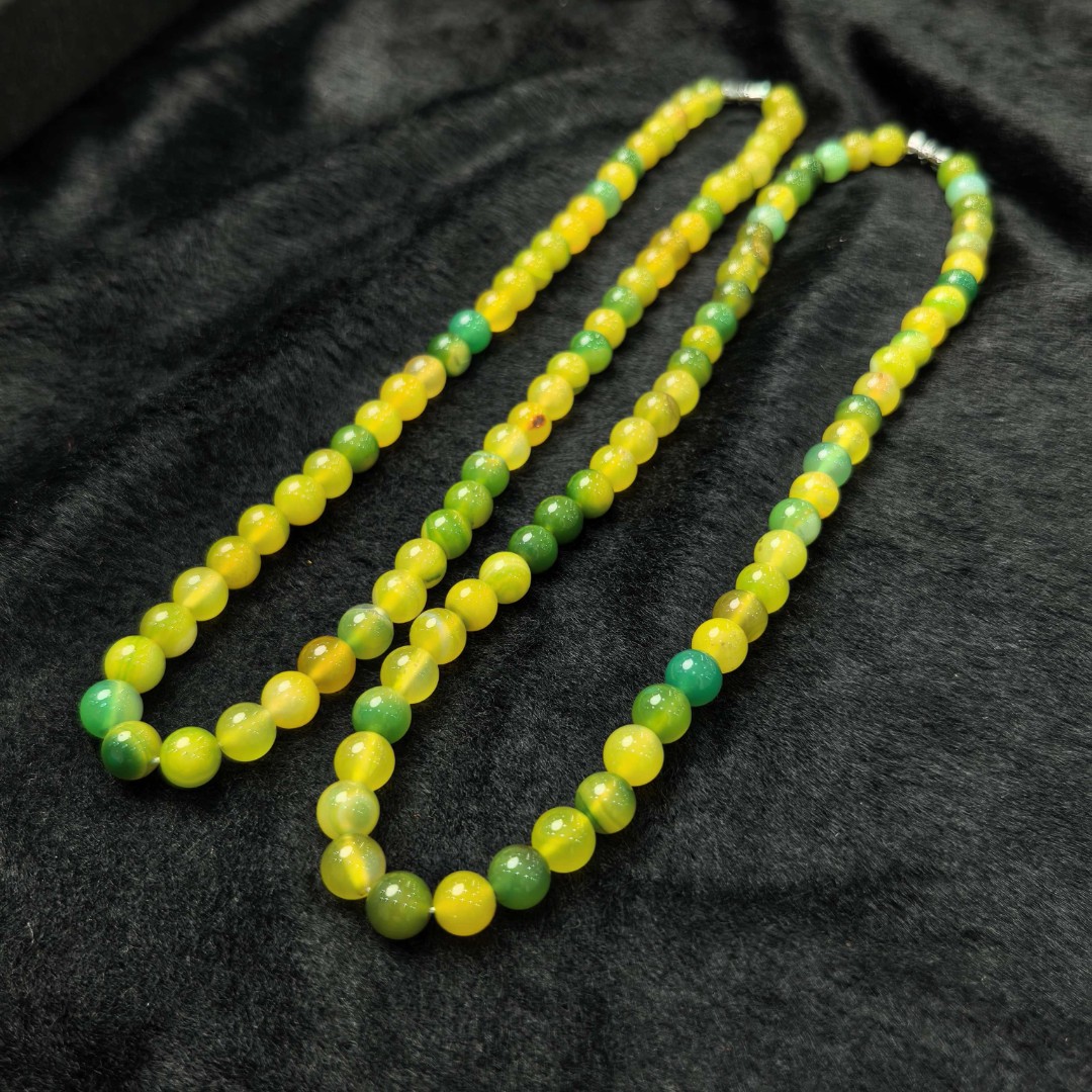  S1422（玉夫人）鸳鸯石玛瑙玉黄绿项链-多样性只发一件