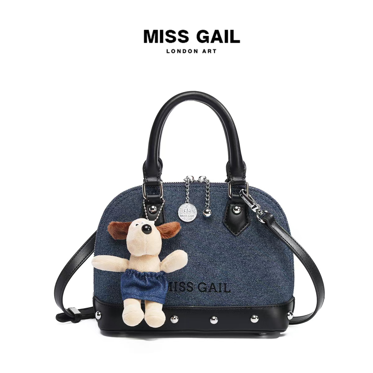 新款韩版休闲牛仔贝壳手提斜挎包1449牛仔蓝