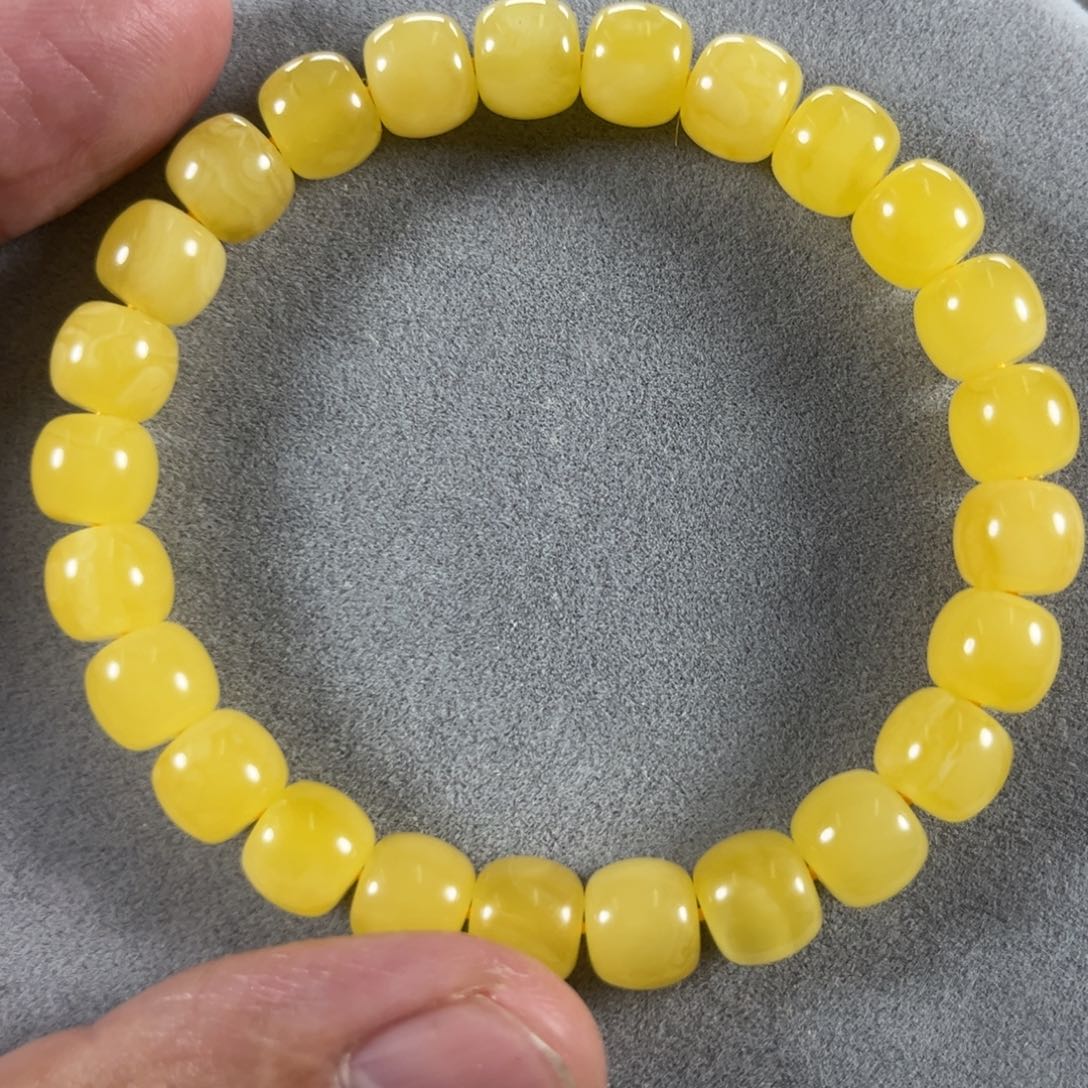 蜜蜡手串未镶嵌纯天然俄料鸡油黄