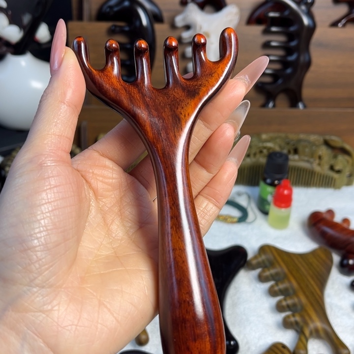 紫檀木鹿角按摩梳微瑕